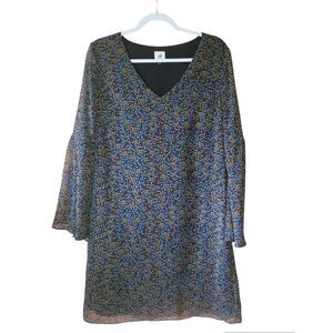 Cabi Ditsy Floral Bell Sleeve Boho Dress Womans Medium